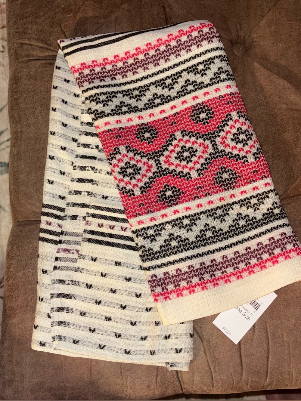 J Jill Scarf NWT $49 FairIsle Woven Cotton